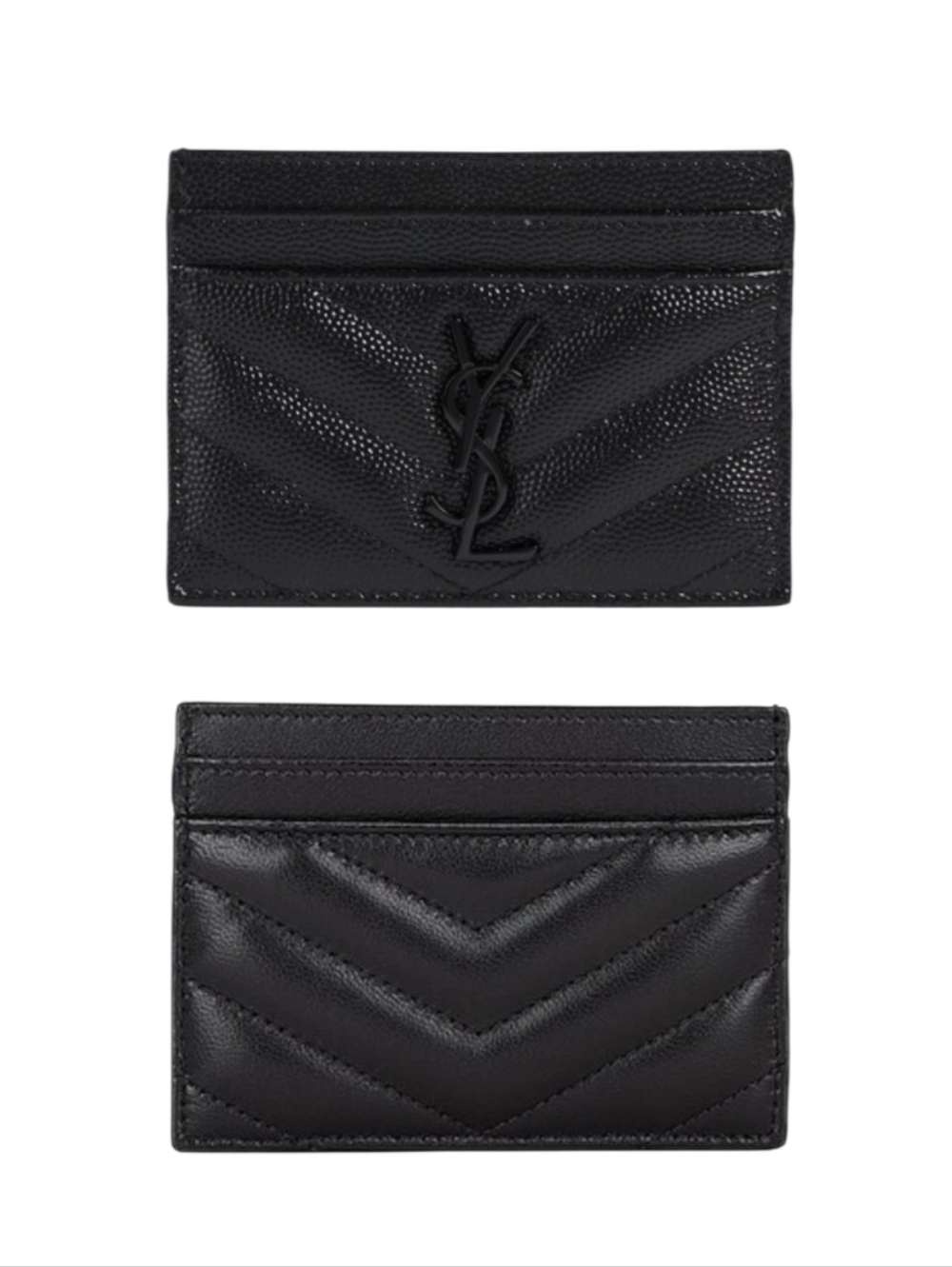 NWT!!! SAINT LAURENT MATELASSÉ CARD CASE IN GRAIN DE POUDRE EMBOSSED MSRP $375